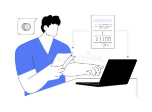 persona revisando multas en computadora portatil